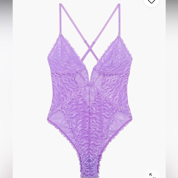 Savage X Fenty Purple Mist Fast Lane Lace Teddy - Picture 5 of 7